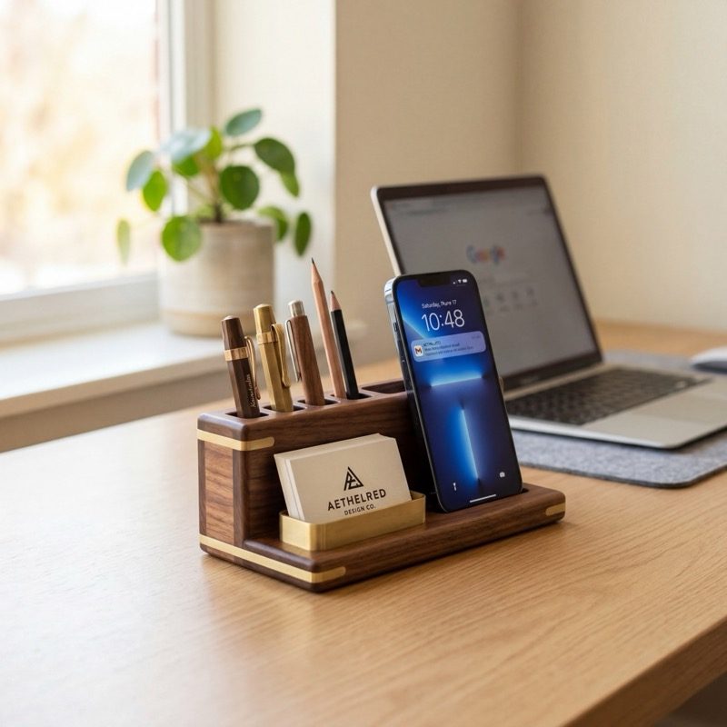 Desk organizer in office lifestyle setting — professional product photography example