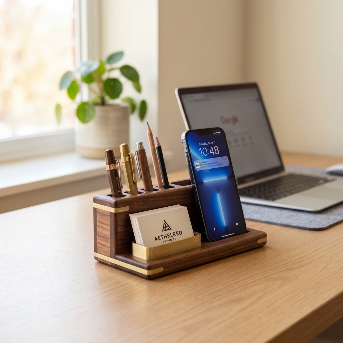 Desk organizer in office lifestyle setting — professional product photography example