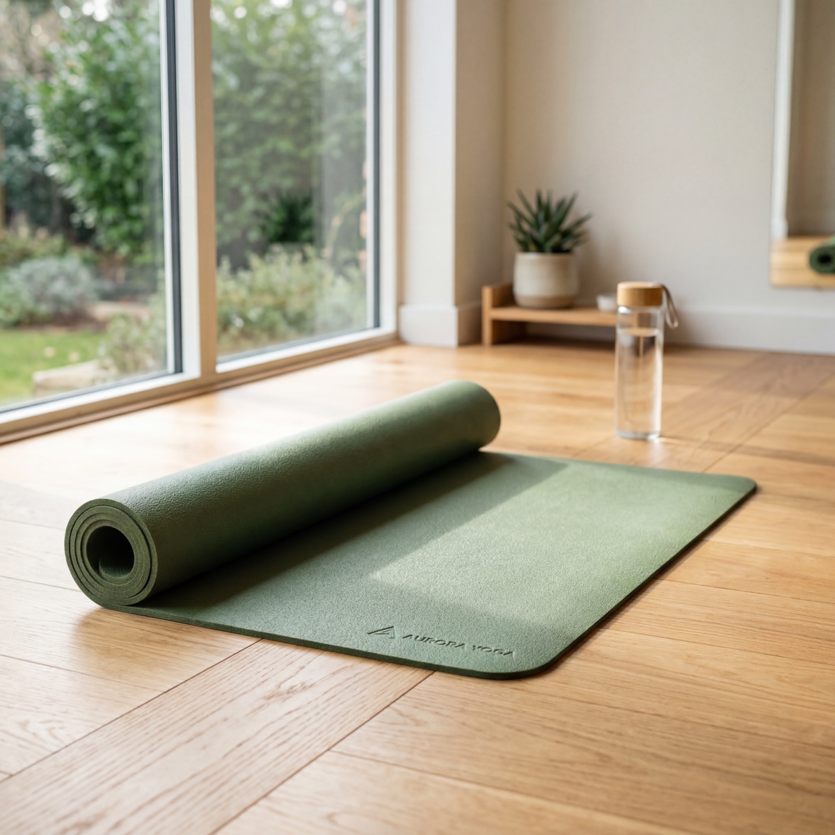 Yoga Mat — Yoga mat lifestyle product photo in bright sunlit studio