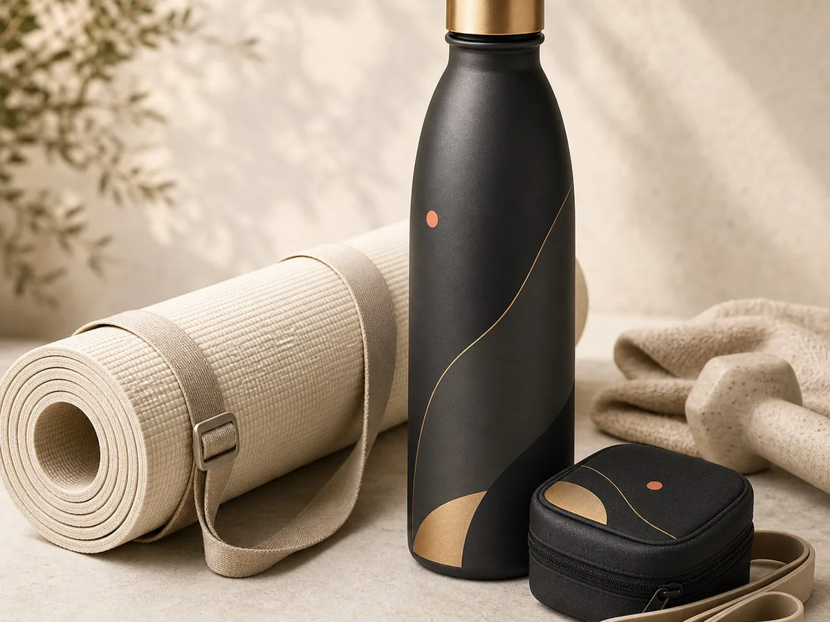 Premium sports bottle and fitness gear product photo