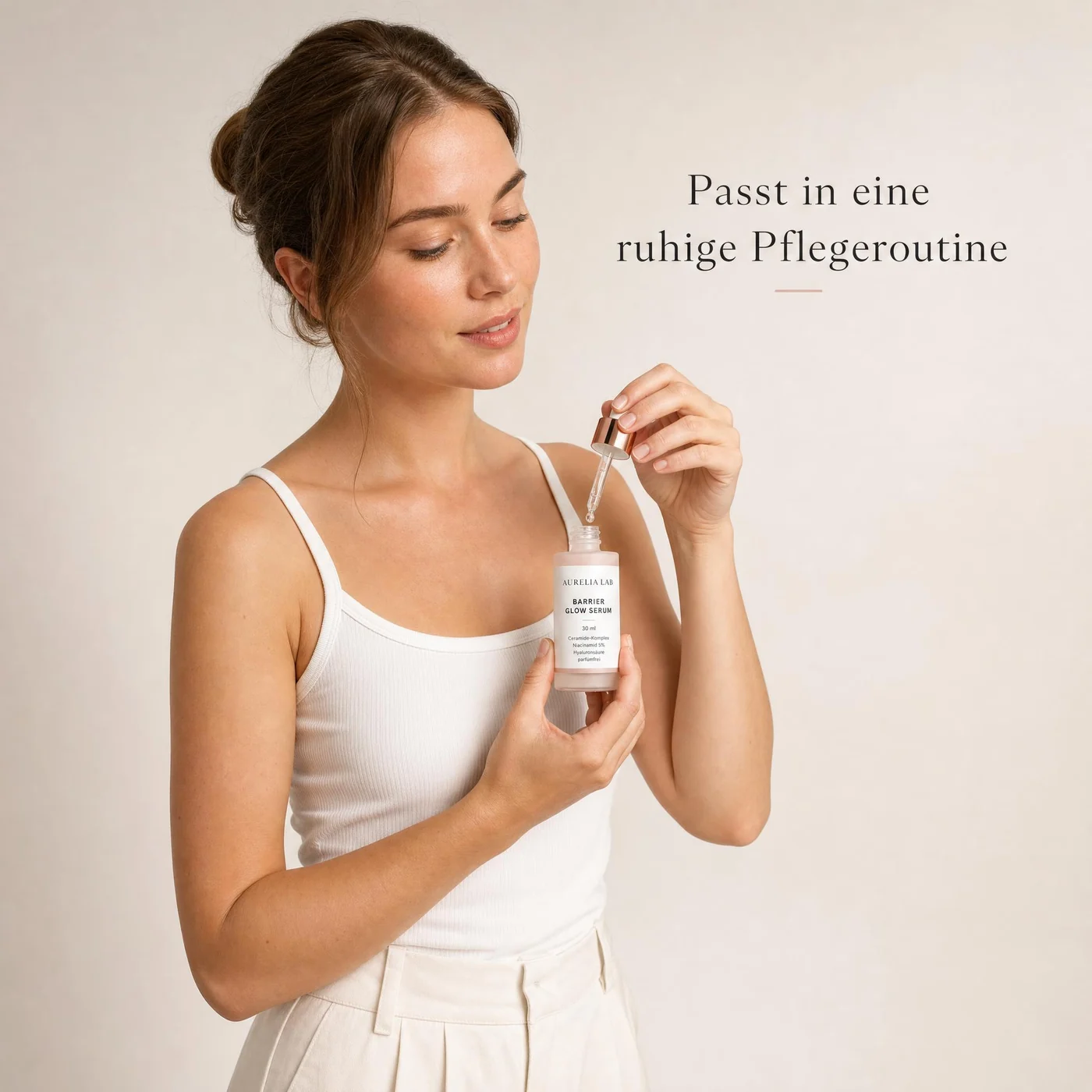 Generated lifestyle product image showing the serum in a real setting