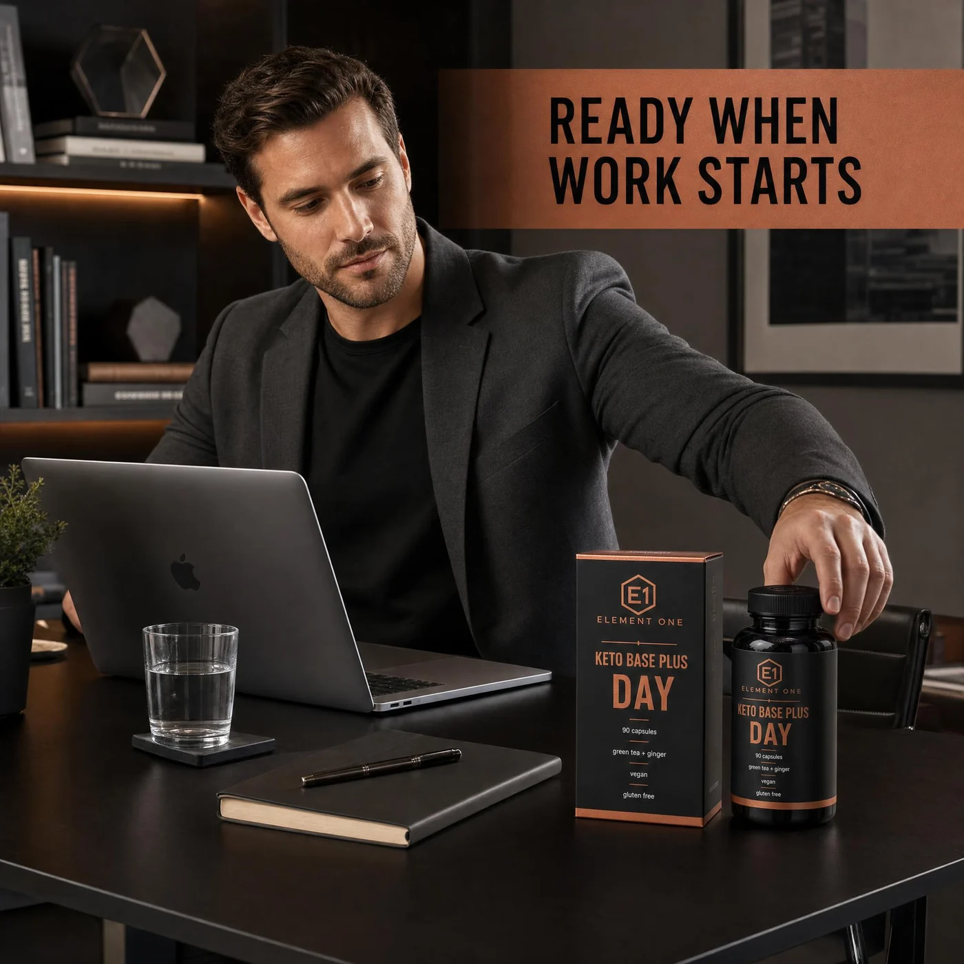 Element One Keto Base Plus Day lifestyle image generated in ProdVue