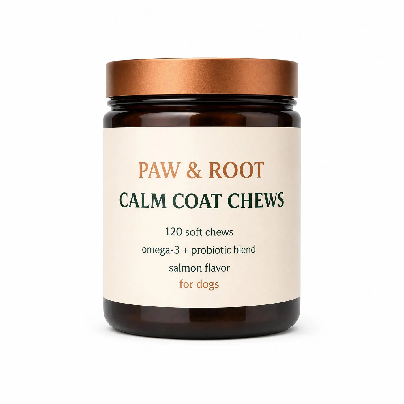 Paw and Root Calm Coat Chews main image generated in ProdVue