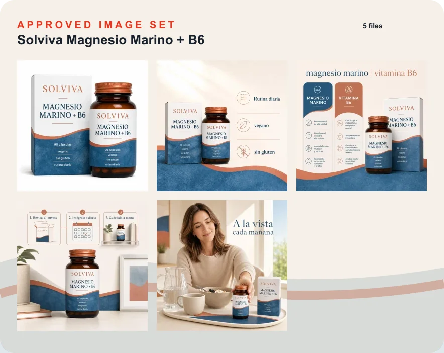 Solviva Magnesio Marino + B6 approved image set generated in ProdVue